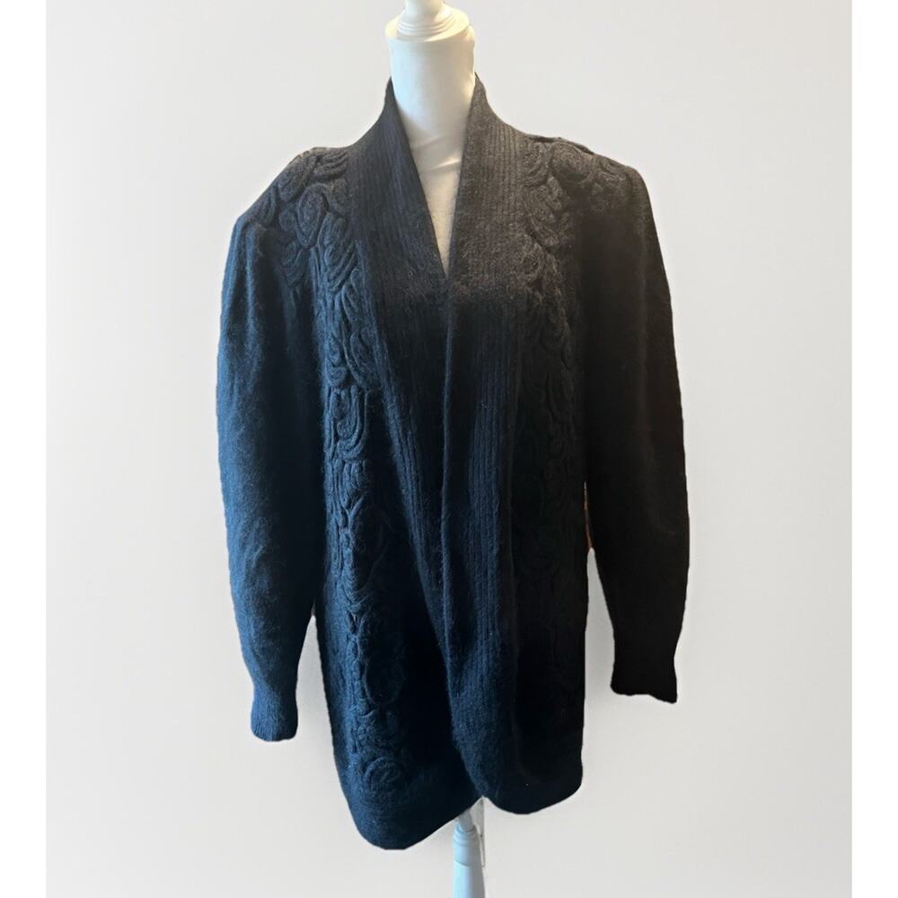 Jamie Vintage 80s Oversized Angora Lambswool Black Cardigan Sweater